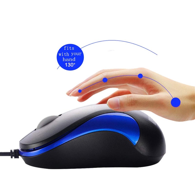 SOON GO Laptop Mouse 2 Pack USB Optical Wired Mouse for Office and Home Use Compatible PCs Laptop Desktop Windows 7/8/10/11/XP Vista and Mac Blue by SOONGO - Image 2